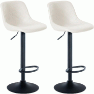 Décoshop26 - Lot de 2 tabourets de bar rotation à 360°en PVC crème pieds en trompette métal noir 10_0006691 - beige métal 3000265710772