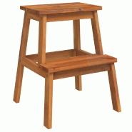 Décoshop26 - Tabouret assise escabeau 2 marches support plantes 40 x 38 x 50 cm en bois d'acacia marron DEC026379 - Bois massif 3000255783724