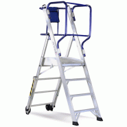 Escabeau garde corps en aluminium - 3 Ã 7 marches - 150kg - Plateforme 53x60cm Escabeau garde corps en aluminium - 3 Ã 7 marches - 150kg - Plateforme 53x60cm