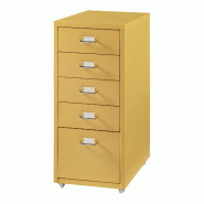 Helloshop26 - Caisson de bureau armoire meuble de rangement à roulettes avec 5 tiroirs 69 x 28 x 41 cm jaune 03_0009101 - 3000224508266