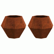 Helloshop26 - Lot de 2 jardinières rectangulaires style rustique extérieur 50 x 50 x 40 cm en acier rouillé 02_0053131 - acier 3000237775945
