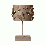 Lampe Farfallosa 20x20x37,2 cm fer perforé, papillons relief, effet lumineux décoratif, E27, Made in Italy Beige - marron 8052691673157