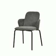 Paddy - Chaise empilable en tissu gris foncé