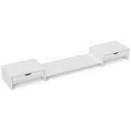Support moniteur bureau 60-116 x 22 x 12 cm élévation ergonomique tiroirs scandinave en panneau de particules blanc 21_0006374 - blanc Bois massif 3