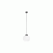 Suspension en céramique et verre soufflé, design plissé blanc, douille E27, hauteur réglable, diamètre 25 cm, classe I, IP20 - Perenz - blanc 8520 B