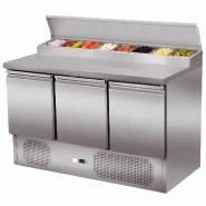 Table de Préparation Réfrigérée Inox 3 Portes 260L 1365x700mm. Table Froide Sous-Comptoir pour Bar, Restaurant et CHR. - THPS300