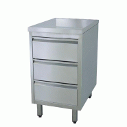 Vaiotec Meuble à tiroirs EASYLINE à 3 tiroirs, 400 x 600 mm - argenté inox 10056