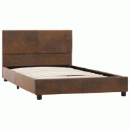 VidaXL Cadre de lit sans matelas marron similicuir daim 100x200 cm Modèle Mervélia - 284781