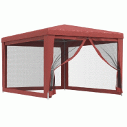 VidaXL Tente de fête avec 4 parois latérales en maille Rouge 3x4m PEHD Modèle AbriManoir 164 - rouge 319235