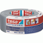 Adhésif toilé Duct Tape PRO-STRONG 74662 argent longueur 50 m largeur 50 mm TESA Adhésif toilé Duct Tape PRO-STRONG 74662 argent longueur 50 m largeur 50 mm TESA