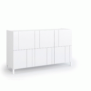 AQA Design Buffet 3 portes NUVIA en mélamine blanc brillant L.130 P.40 H.84 MP07064 - blanc Bois manufacturé MP07064