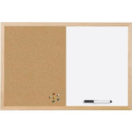 Bi-office tableau d'affichage en liège, blanc magnétique effaçable cadre en bois, 60x40cm mx03106010-910