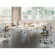 Bureau bench 6 personnes pieds bois naturel Bureau bench 6 personnes pieds bois naturel