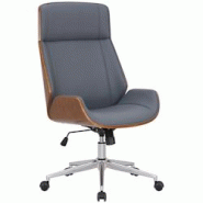 CLP Fauteuil de bureau Varel en similicuir avec coque de siège en bois Noyer / Gris - gris polyester 317167 CLP Fauteuil de bureau Varel en similicuir avec coque de siège en bois Noyer / Gris - gris polyester 317167