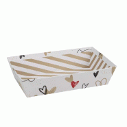 Corbeille carton rectangle Coeurs 33x20x7cm