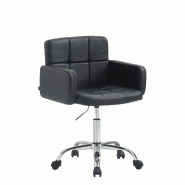 Décoshop26 - Chaise de bureau à roulettes avec dossier et accoudoirs en synthétique noir FAL10149 - noir 3001073469609