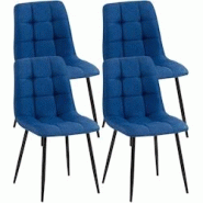 Décoshop26 - Lot de 4 chaises de salle à manger en tissu bleu pieds métal noir design moderne et confortable CDS10410 - bleu 3002483332699 Décoshop26 - Lot de 4 chaises de salle à manger en tissu bleu pieds métal noir design moderne et confortable CDS10410 - bleu 3002483332699