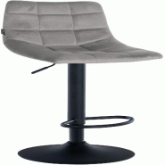 Décoshop26 - Tabouret de bar x1 moderne en velours gris motif matelassé piètement trompette métal noir 10_0005664 - gris métal 3000265145383
