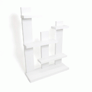 Étagère 5 niveaux blanche - L100xP34xH143.50cm - Bois robuste et design élégant pour vitrine ou boutique