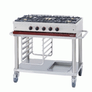 Fourneau à gaz 5 feux vifs sur chariot - 1200x650x950 mm - PCTG 1050