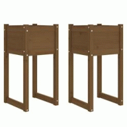 Helloshop26 - Jardinière bac lit surélevé plantes fleurs jardin terrasses lot de 2 40 x 40 x 81 cm bois massif de pin marron 02_0038972 - 300021802 Helloshop26 - Jardinière bac lit surélevé plantes fleurs jardin terrasses lot de 2 40 x 40 x 81 cm bois massif de pin marron 02_0038972 - 300021802