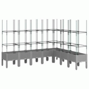 Helloshop26 - Jardinière bac lit surélevé plantes fleurs terrasse jardin avec treillis clair 200 x 160 x 142,5 cm PP gris 02_0038354 - 3000214183473 Helloshop26 - Jardinière bac lit surélevé plantes fleurs terrasse jardin avec treillis clair 200 x 160 x 142,5 cm PP gris 02_0038354 - 3000214183473