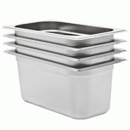 Helloshop26 - Lot de 4 récipients gastronorm empilables cuisine 325 x 176 x 150 mm en acier inoxydable argenté 02_0045993 - argenté inox 3000233991790