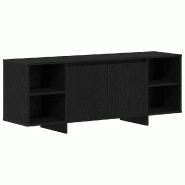Helloshop26 - Meuble TV moderne rectangulaire rangement pratique salon 120 x 30 x 40 cm en bois d'ingénierie chêne noir 02_0051913 - noir Bois massi