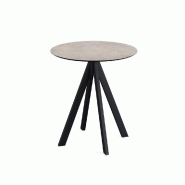 Infinity table de bistrot avec piètement noir + plateau HPL Moonstone Ø70 cm