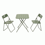 Merax set bistro, 3-pièces, résistant aux intempéries, vert - vert acier W2021P420029