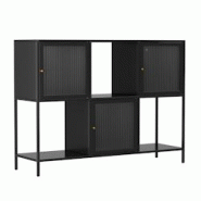 Oviala Business Oviala Buffet en métal 3 portes 120 cm noir - noir acier 113976 Oviala Business Oviala Buffet en métal 3 portes 120 cm noir - noir acier 113976