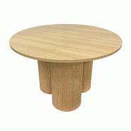 Oviala Business Table à manger moderne ronde 120 cm effet bois clair - beige Bois manufacturé 113788