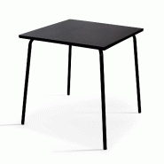 Oviala Business Table de jardin carrée en métal noir 70cm - noir acier 113906