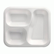 Papstar 600 barquettes à sceller, XPS, 3 compartiments, 925 ml, 21,2 x 25 cm blanc Barquettes à menu - blanc plastique 88787