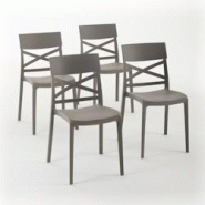 RATTATAN Set 4 Chaises en polypropylène avec fibre de verre empilables pour extérieur et jardin, bar et restaurant, cuisine moderne - MARTINA - Tou RATTATAN Set 4 Chaises en polypropylène avec fibre de verre empilables pour extérieur et jardin, bar et restaurant, cuisine moderne - MARTINA - Tou