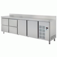 Table froide 2 portes 4 tiroirs - 2545x600x850 mm - 350 W 230/1V - 78289509 Eurast - inox 78289509 Table froide 2 portes 4 tiroirs - 2545x600x850 mm - 350 W 230/1V - 78289509 Eurast - inox 78289509