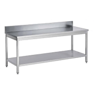 Table soudée bords droits, adossée + étagère, P 600 mm (Longueur, mm: 1500 Réf-F-STAE156-1) Table soudée bords droits, adossée + étagère, P 600 mm (Longueur, mm: 1500 Réf-F-STAE156-1)
