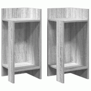 Tables d'appoint 2 pcs avec étagère sonoma gris 25,5x27x60 cm Modèle Apex Jardin - 858553