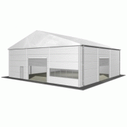 Tente de stockage fermée / structure fixe en aluminium et acier / couverture multi-éléments en composite pvc / porte / fenêtre / système d'éclairage