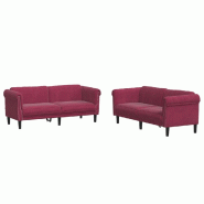 VidaXL Ensemble de canapés 2 pcs rouge bordeaux velours Modèle Ovoria - 3209223