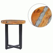 VidaXL Table basse 40x45 cm Bois de teck massif et polyrésine Modèle Atlas Master Classique - 281652