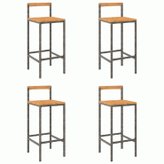 VidaXL Tabourets de bar lot de 4 gris résine tressée et bois d'acacia Modèle Flex Panorama Prime - 362609