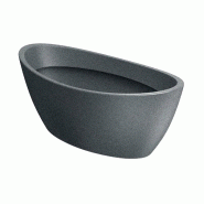 WellHome - Pot de fleurs en polyéthylène rotomoulé 5L 40x20x16cm en coloris Granit - Aria Oval - gris plastique WH17368