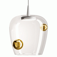 Zafferano Lampe à suspension Bilia LED 230V, diffuseur en verre soufflé Blanc et Bronze, diamètre 27 cm, design élégant et moderne, 8.0W 2700K -