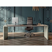 Bureau de direction contemporain en bois avec large plan de travail fabriqué en Italie Bureau de direction contemporain en bois avec large plan de travail fabriqué en Italie