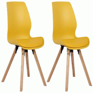 CLP Lot de 2 chaises de salle à manger Luna Jaune/Plastique - jaune plastique 322277