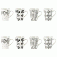 Coffret de 8 tasses Palawan 9 cl -  Blanc Rond Porcelaine Table Passion - blanc porcelaine 3106232780868