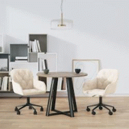 Décoshop26 - Lot de 2 chaises de salle à manger siège pivotant hauteur réglable crème velours crème DEC025222 - 3000255138197 Décoshop26 - Lot de 2 chaises de salle à manger siège pivotant hauteur réglable crème velours crème DEC025222 - 3000255138197