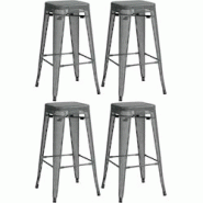 Décoshop26 - Set de 4 tabourets de bar avec repose-pieds design industriel empilable en métal perforé gris 10_0004511 - gris 3000252147932 Décoshop26 - Set de 4 tabourets de bar avec repose-pieds design industriel empilable en métal perforé gris 10_0004511 - gris 3000252147932