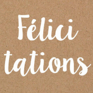 Étiquette cadeau adhésive "Félicitations" kraft/blanc 35x35mm - par 500 - boîte distributrice